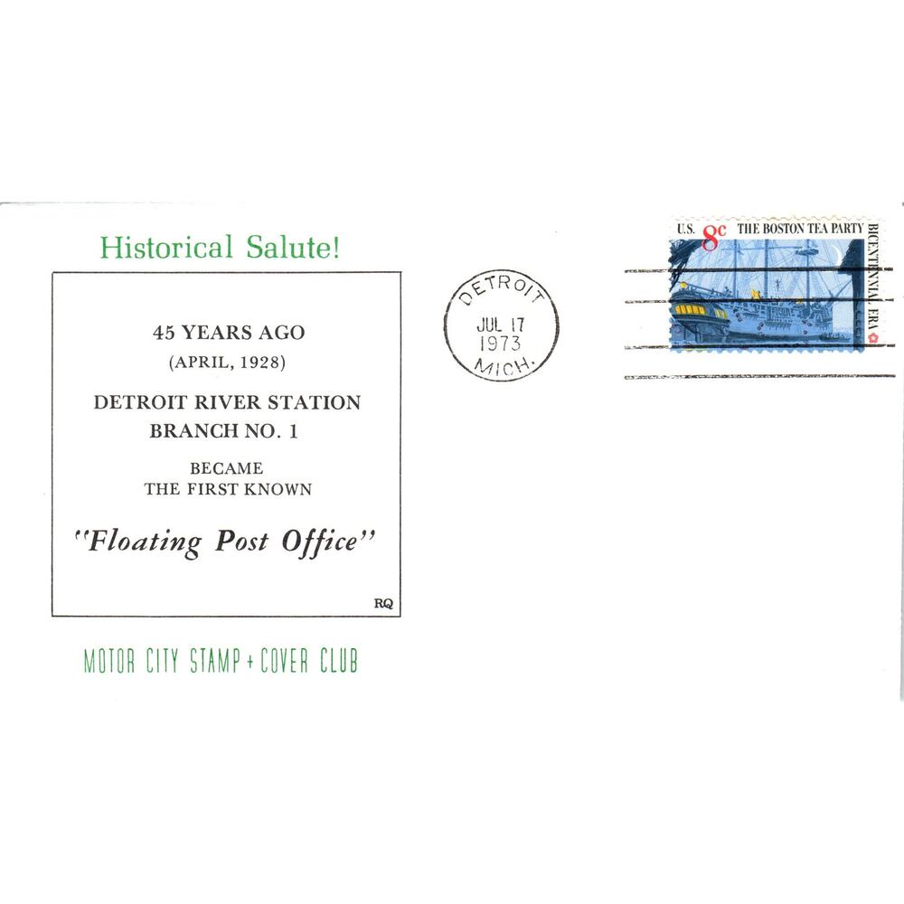 1971 Motor City Stamp Club River Floating Post Office Postal Cover TI5-PC1 - Picture 1 of 2
